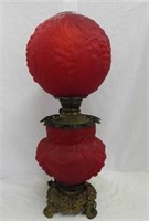 Red Satin 25" GWTW lamp w/grapes