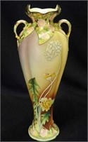 Nippon Moriage 10 1/2" vase