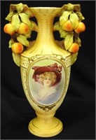 Austrian 12" porcelain vase w/portrait