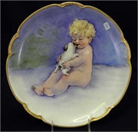 Bavarian 12" plate w/baby and dog