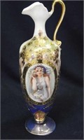 Prov Saxe 10" Ewer w/Lady with Shell