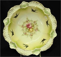 RS Prussia 11" floral bowl w/Swallows