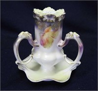 RS Prussia three handled floral hatpin holder