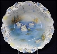 RS Prussia 10 1/2" bowl w/Swans