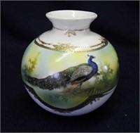 RS Prussia 4" bulbous vase w/ducks, pheasants and