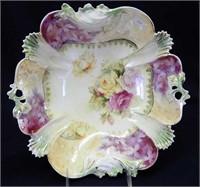 RS Prussia 11" floral bowl w/shinny finish