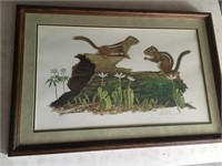 Matted and framed Ray Harm Chipmunk print #632/150