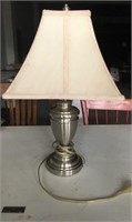 Very nice 22 inch tall silver tone metal lamp