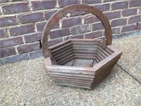 Large 17 inch tall wooden basket/ planter