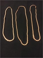 3 sets of vintage pearl necklaces - all 3 have sts