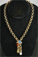 14KT YELLOW GOLD COLORED STONE AND PEARL NECKLACE