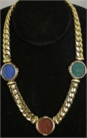 A 14KT YELLOW GOLD COLORED STONE NECKLACE