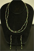 14KT YELLOW GOLD EMERALD NECKLACE & EARRING SET