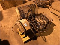 PALLET OF MISC HOSE, METAL STAND, METAL ENCLOSED E