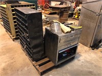 PALLET OF HARDWARE BINS, MUD FLAP FOR ROAD TRACTOR