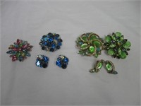 Costume Jewelry Broaches w/Clip Earrings