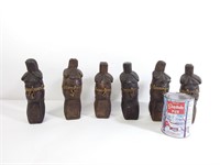 6 statuettes femmes en bois, ouvrables
