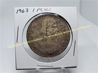 1963 SILVER 1 PESO COIN