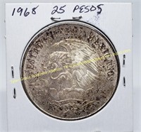 1968 SILVER 25 PESOS COIN