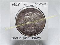 1968 SILVER 25 PESOS HIGH GRADE COIN