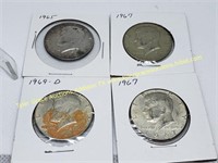 4PC 40% KENNEDY SILVER HALF DOLLAR COINS