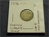 1876CC Seated Liberty dime