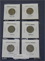 Sheet of 6 Buffalo nickels