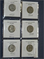 Sheet of 6 Jefferson nickels