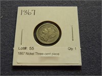 1867 Nickel Three-cent piece