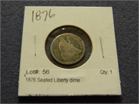 1876 Seated Liberty dime