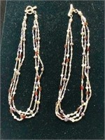 2 Sterling Silver & Semi Precious Stones Necklaces