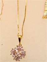 14K  Gold Chain and Amethyst Pendant