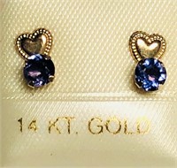$100. 14KT Gold Iolite Earrings