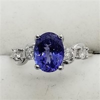 $3900. 10KT Gold Tanzanite(1.25ct)& Dia(0.22ct) Ri