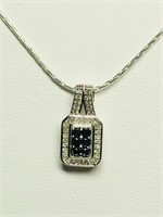 $240 S/Sil Black Diamond White Diamond Necklace