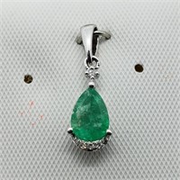 $1000 14K Emerald  Diamond Pendant