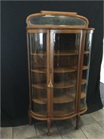 Beveled Glass Curio Cabinet w/ Top Mirror
