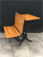 Children's Wood & Wrought Iron School Desk