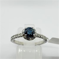 $4750 14K Vivid Blue Diamond W/Side Dia Ring