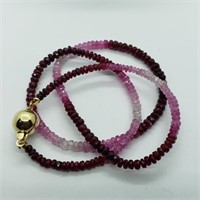 $2200 Ruby, White Sapphire 14K Gold Clasp Necklace