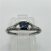 $4900 14K Vivid Blue Diamond W/Side Dia Ring