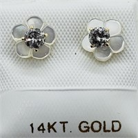 $1450 14K Diamond, Mother Of Pearl 2-In-1 Earrings