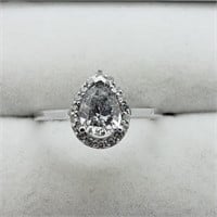$11000 14K Pear Cut Diamond W/Side Dia Ring