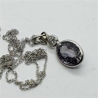 $1660 14K Fancy Sapphire  Diamond Necklace