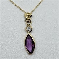$1890 14K Fancy Sapphire  Diamond Necklace