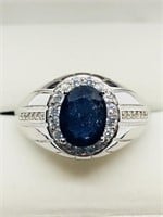 $300 S/Sil Sapphire CZ Ring