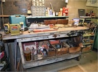6' 8" Work Bench w/Top Shelf Content Including…
