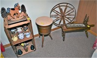 Spinning Wheel Planter, Create Shelf, & Side Table