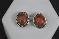 Sterling Silver & Red Onyx Earrings