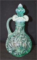 Fenton Fern Opalescent Ruffled Cruet 7"